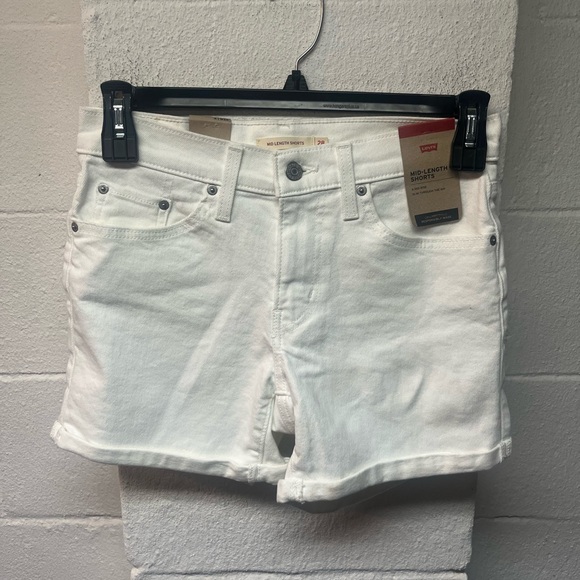 Levi's Pants - Levi's White Mid-Length Women's Denim Shorts - Classic Roll Hem